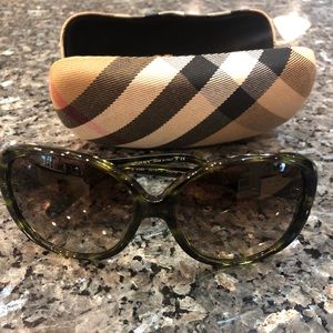 Green and Black plaid Burberry Sunglasses
